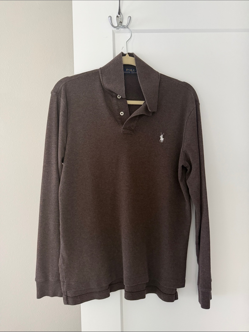 Polo by Ralph Lauren Long-Sleeve Brown Polo with White Logo